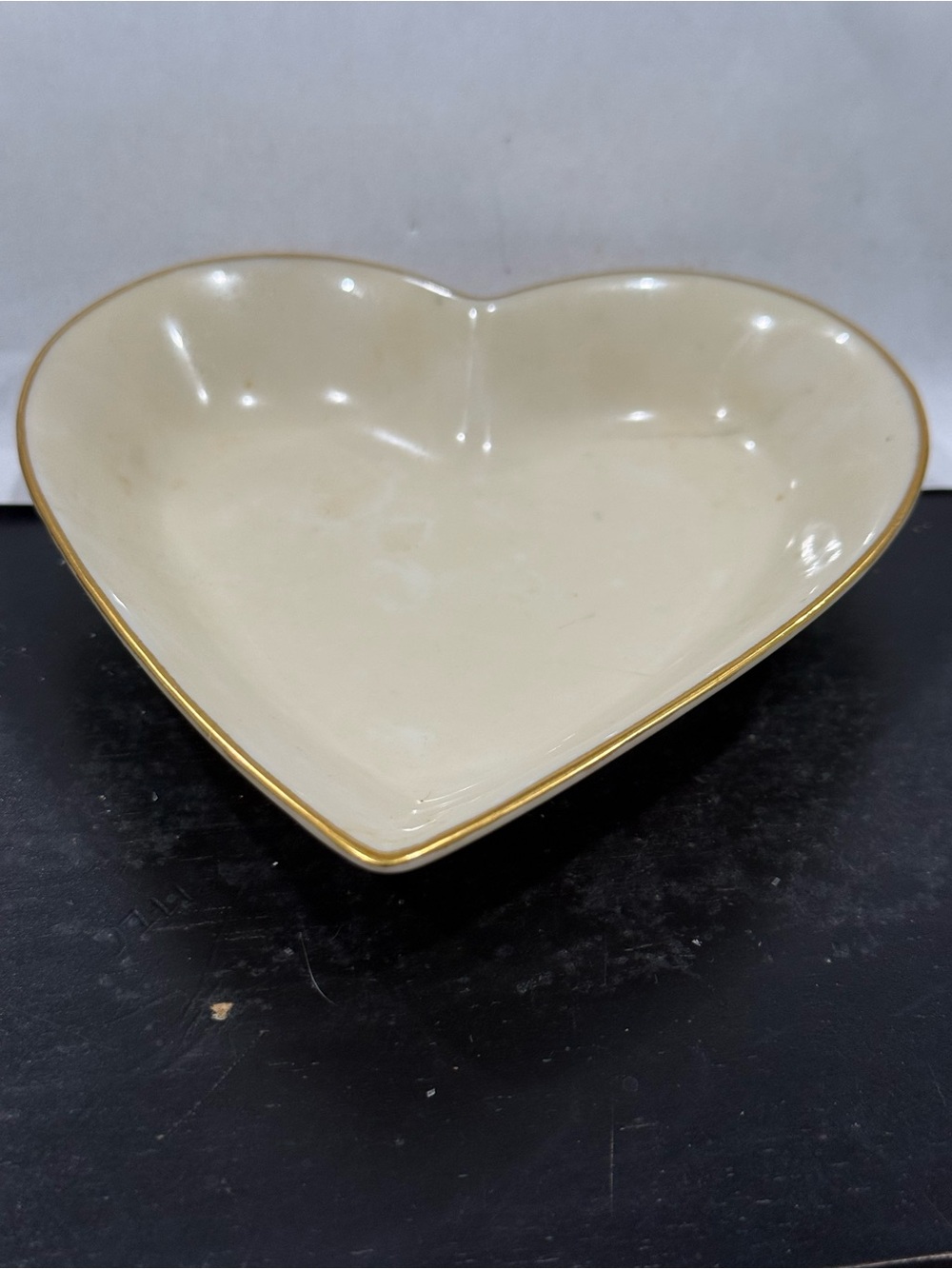 Lenox Heart Shaped Trinket Dish Gold Rim "Special" Made in USA 4.5"